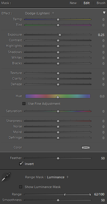 Lightroom radial filter adjustments to enhance highlights