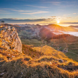 Swiss Landscape Photography: Sunrise over the swiss alps seen from Vogelberg near Passwang