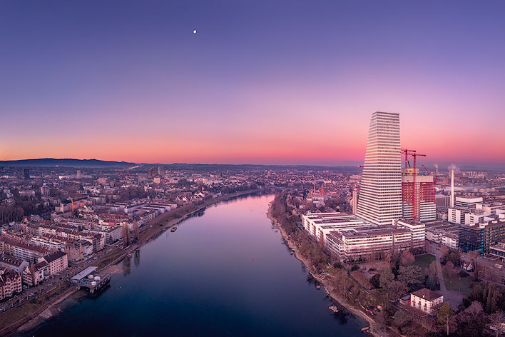 Drone Panorama Image flying over Basel Switzerland