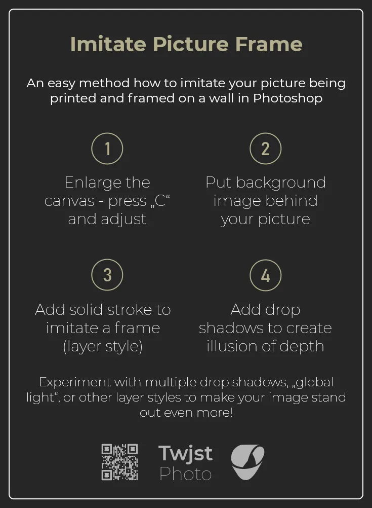 Cheat sheet how to imitate a picture framed image in photoshop